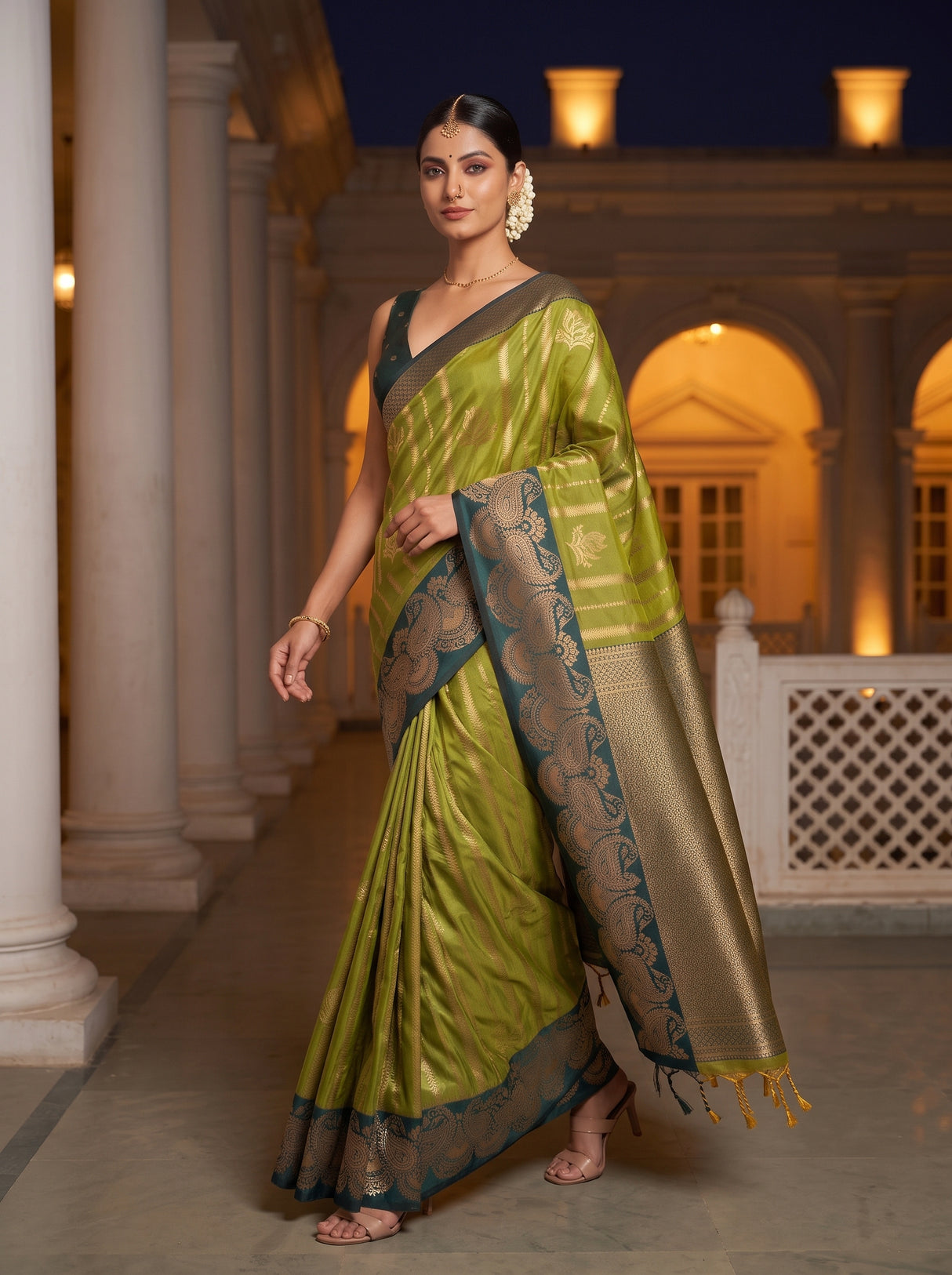MIMOSA Pista Saree Saree — pose 6 styling detail