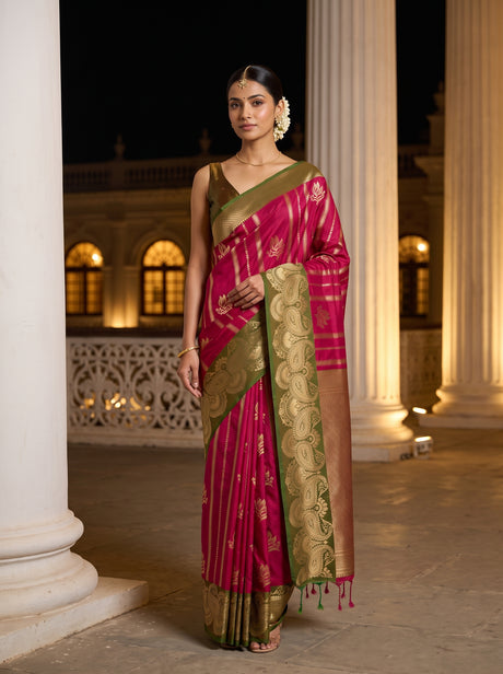 MIMOSA Rani Saree Saree — front view on mannequin