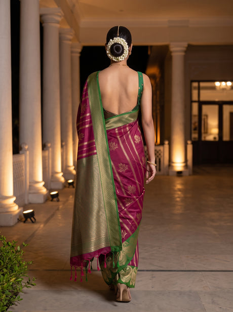 MIMOSA Wine Saree Saree — pose 2 styling detail