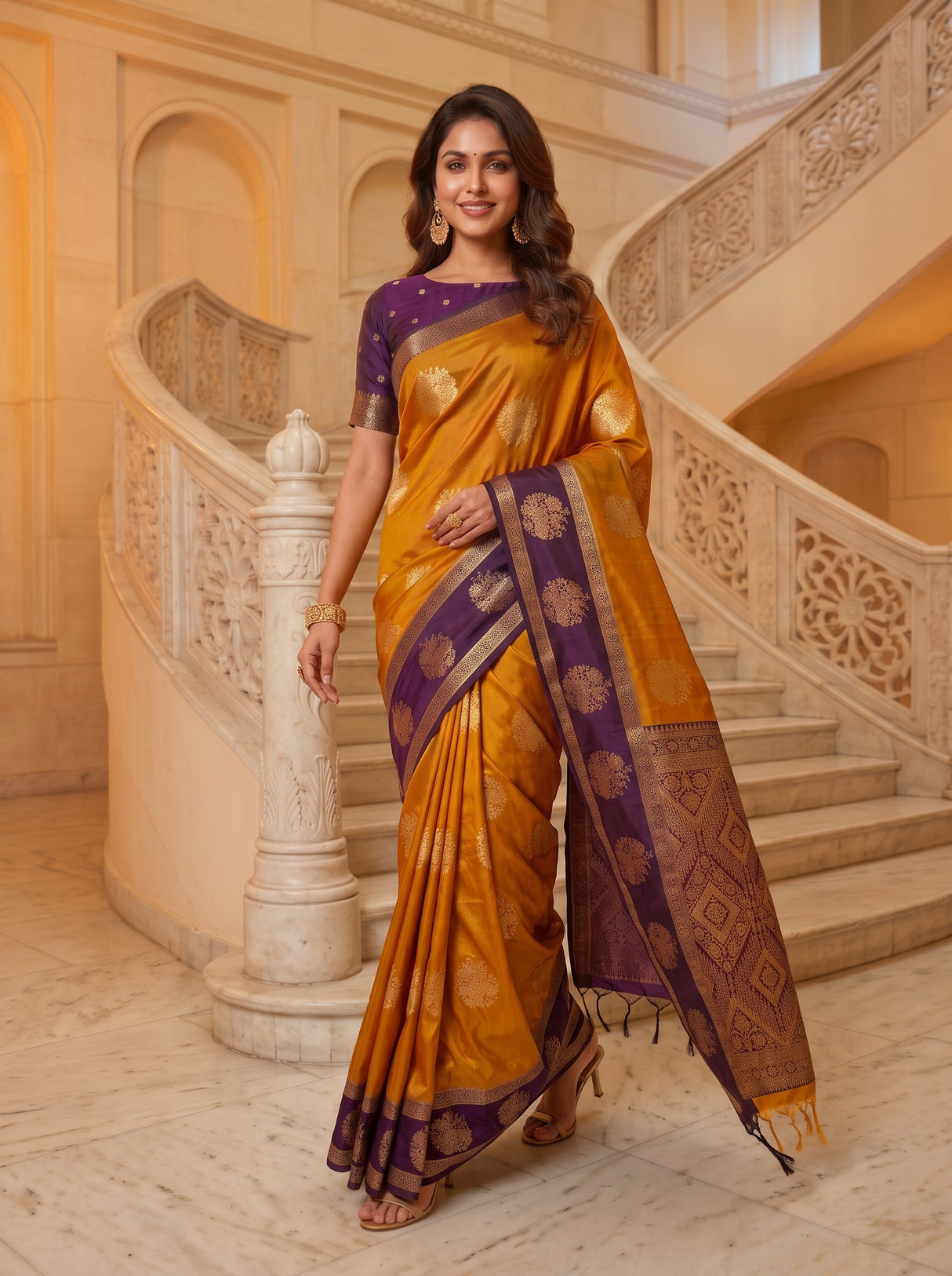 MIMOSA Mustard Saree Saree — pose 6 styling detail