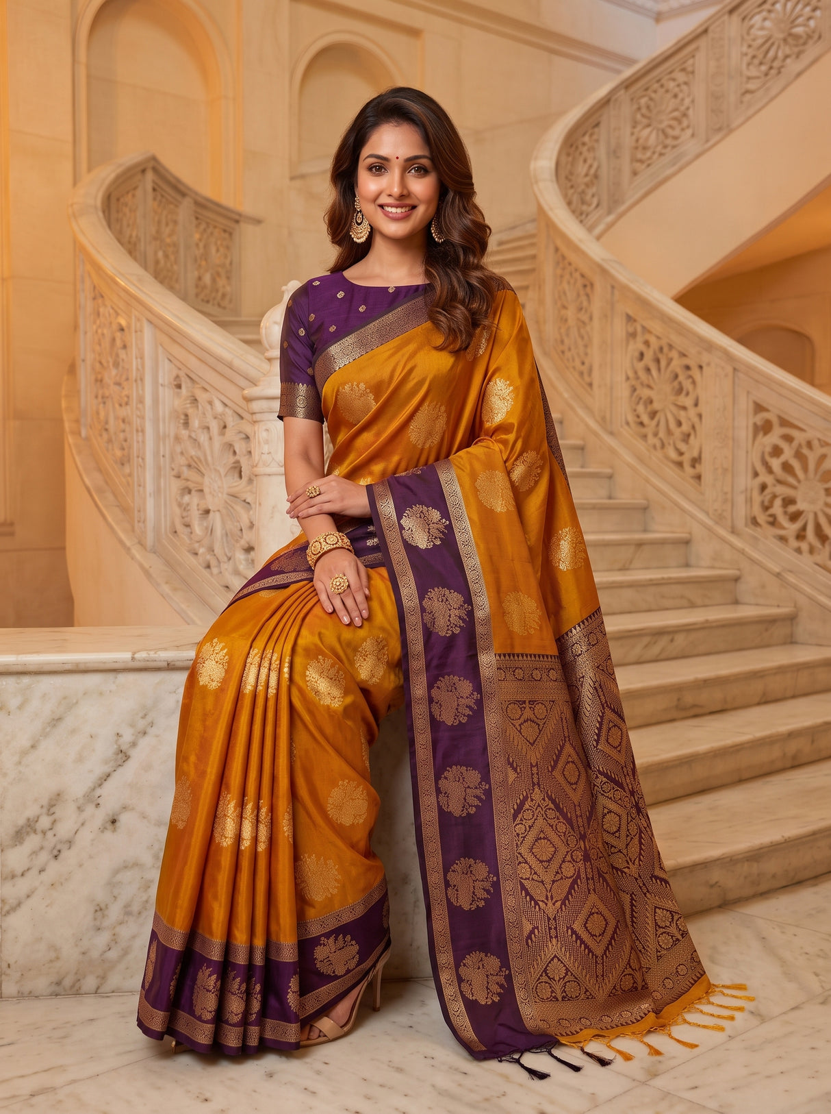 MIMOSA Mustard Saree Saree — pose 8 styling detail