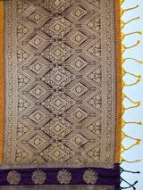 MIMOSA Mustard Saree Saree — pallu and zari work detail