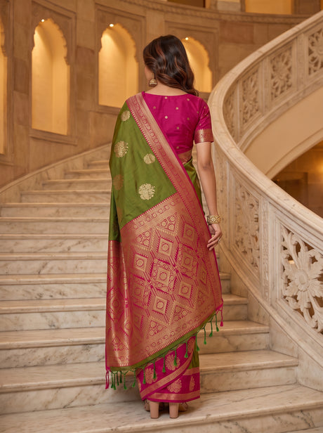 MIMOSA Olive Saree Saree — pose 2 styling detail