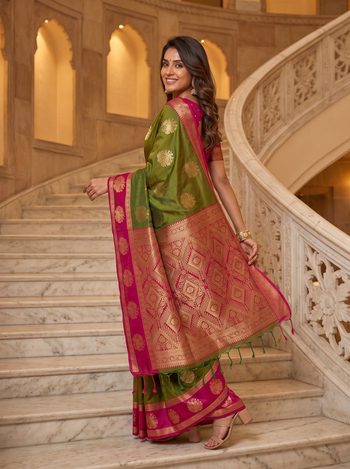 MIMOSA Olive Saree Saree — pose 9 styling detail
