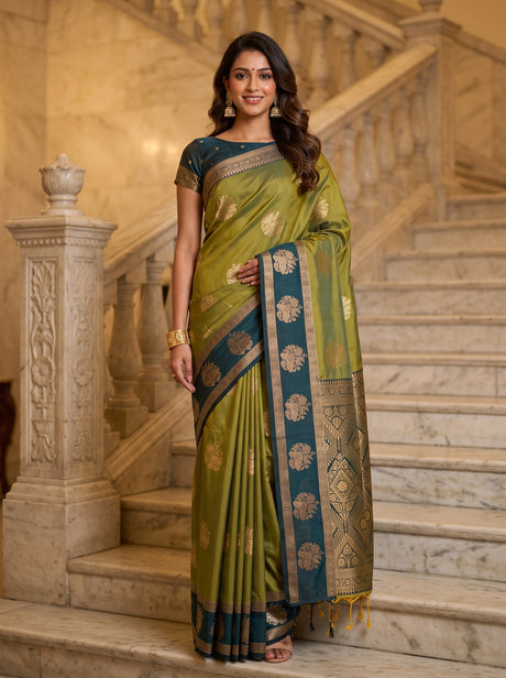 MIMOSA Pista Saree Saree — front view on mannequin