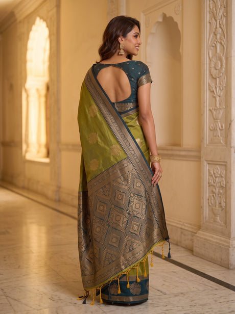 MIMOSA Pista Saree Saree — pose 2 styling detail