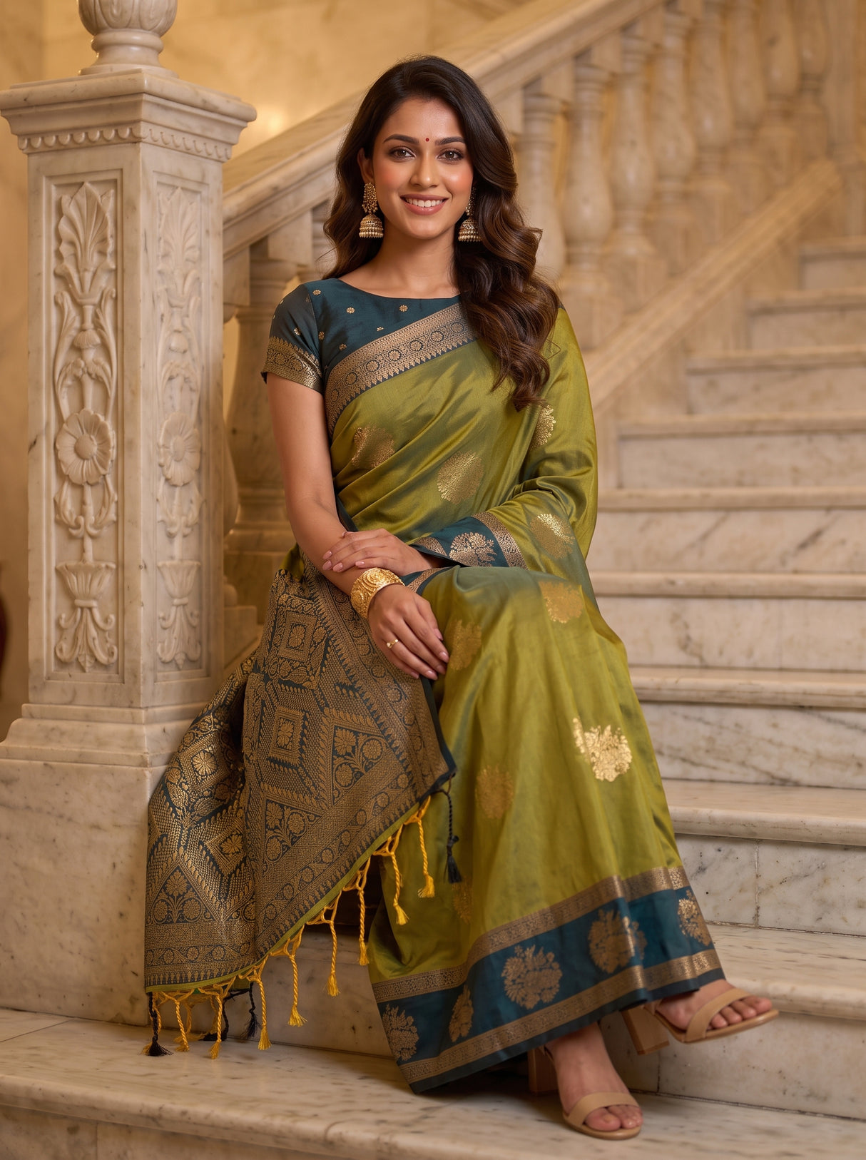 MIMOSA Pista Saree Saree — pose 8 styling detail