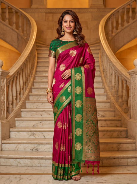 MIMOSA Wine Saree Saree — front view on mannequin