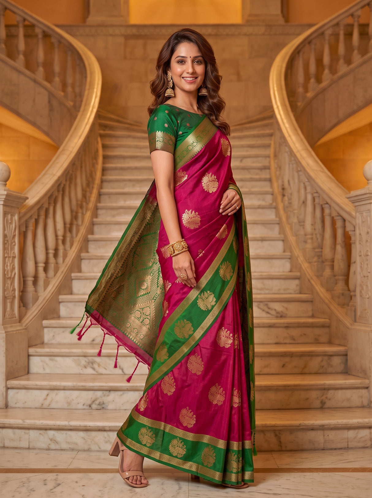 MIMOSA Wine Saree Saree — pose 9 styling detail