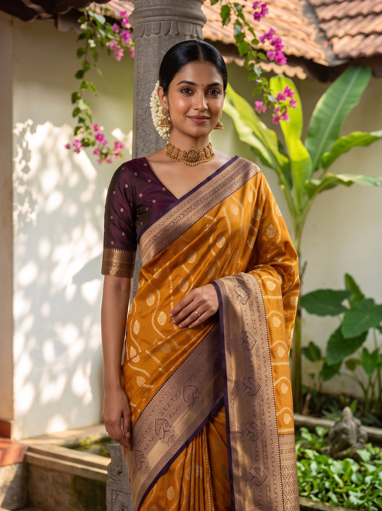 MIMOSA Mustard Saree Saree — pose 10 styling detail