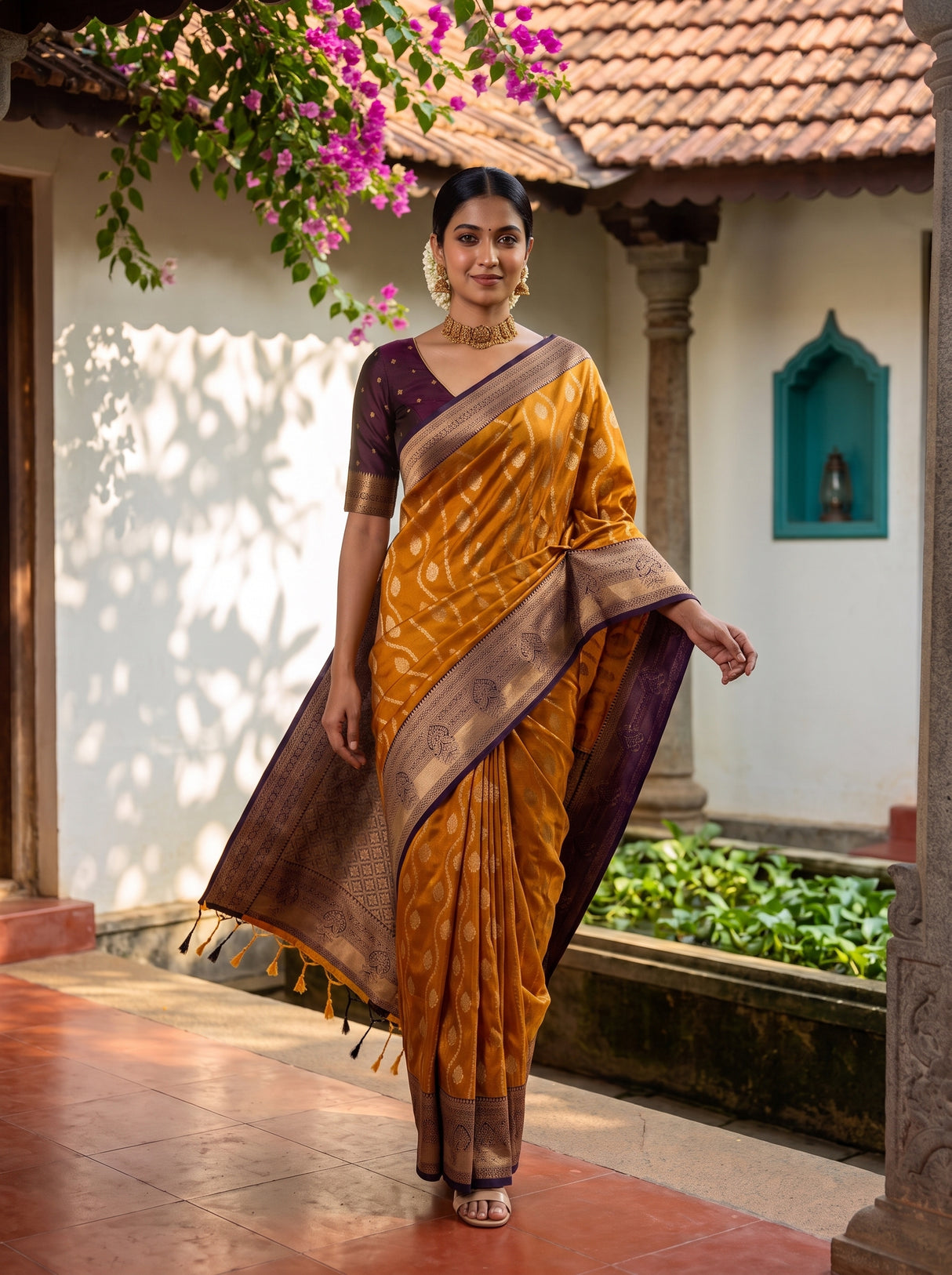 MIMOSA Mustard Saree Saree — pose 6 styling detail