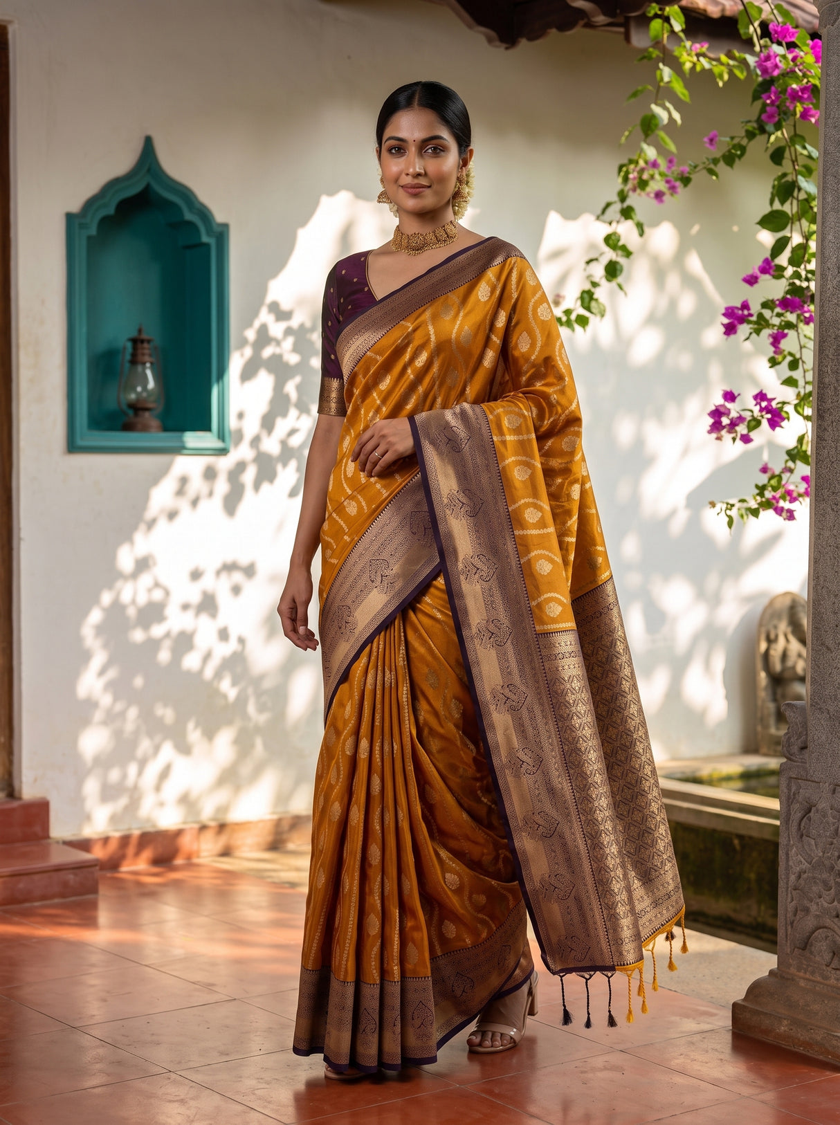 MIMOSA Mustard Saree Saree — pose 9 styling detail