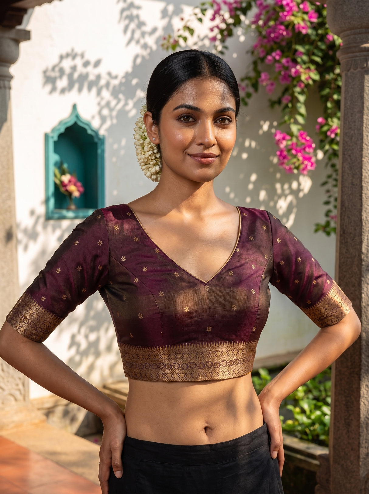 MIMOSA Mustard Saree Saree — blouse close-up