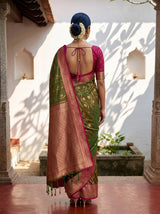 MIMOSA Olive Saree Saree — pose 2 styling detail