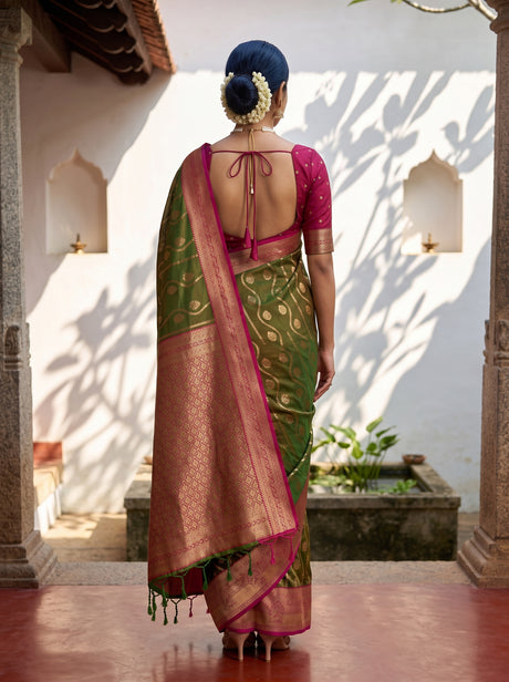 MIMOSA Olive Saree Saree — pose 2 styling detail