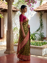 MIMOSA Olive Saree Saree — pose 3 styling detail