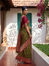MIMOSA Olive Saree Saree — pose 5 styling detail