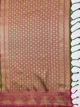 MIMOSA Olive Saree Saree — pallu and zari work detail
