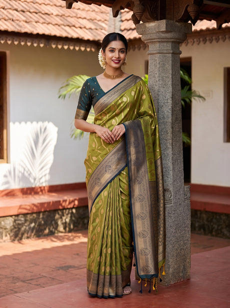MIMOSA Pista Saree Saree — front view on mannequin