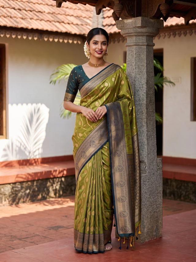 MIMOSA Pista Saree Saree — front view on mannequin