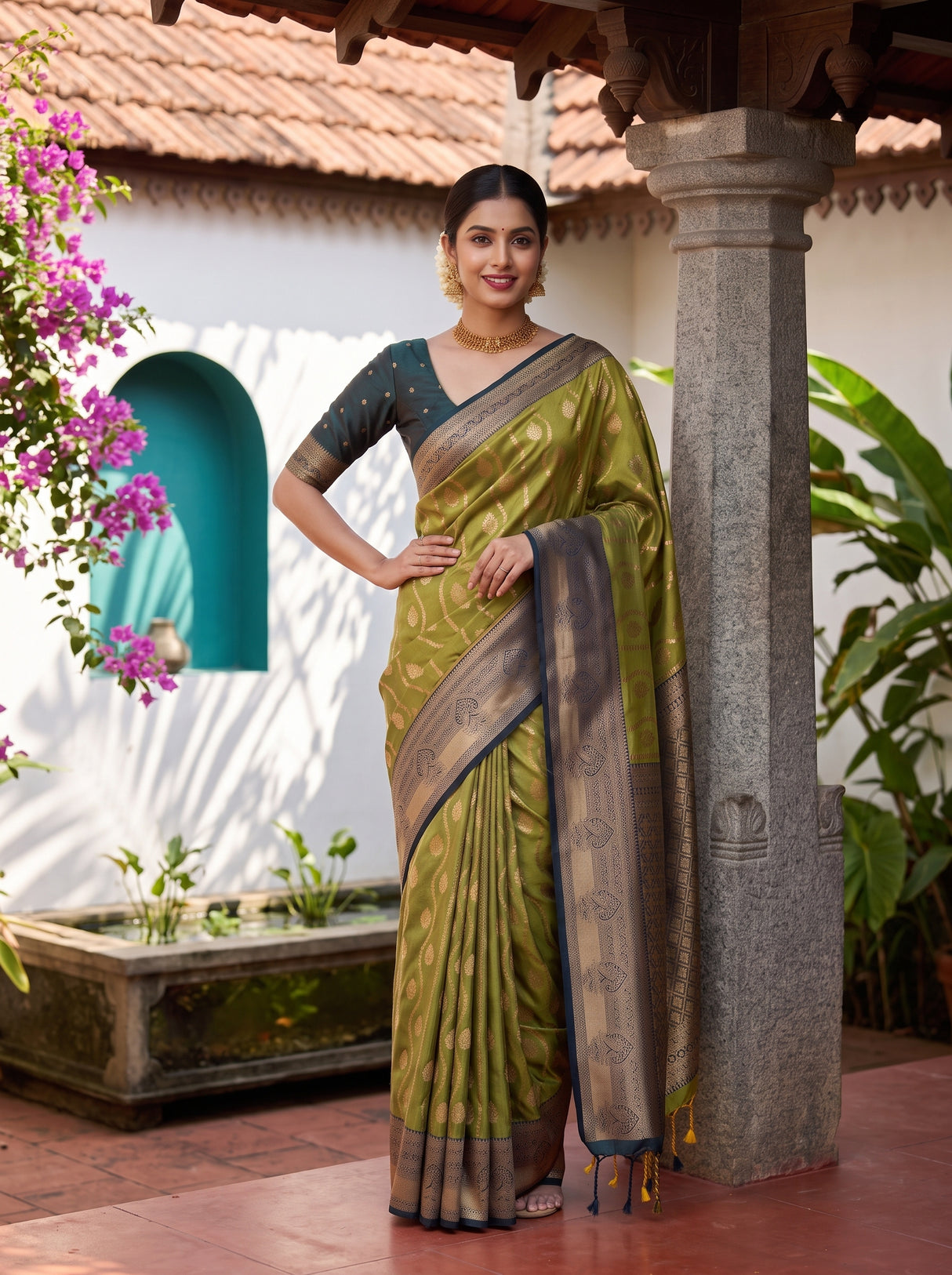 MIMOSA Pista Saree Saree — pose 4 styling detail