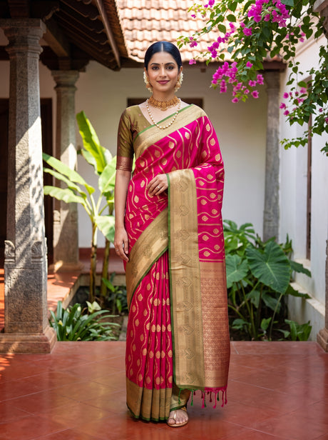 MIMOSA Rani Saree Saree — front view on mannequin