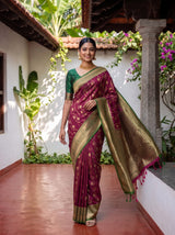 MIMOSA Wine Saree Saree — pose 6 styling detail