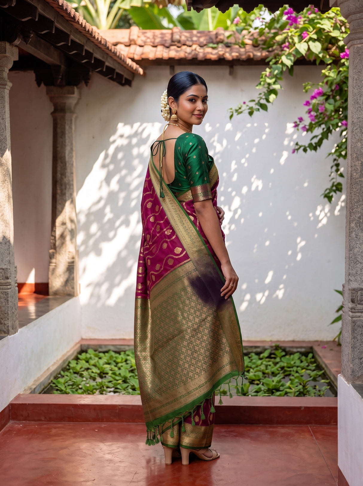 MIMOSA Wine Saree Saree — pose 7 styling detail
