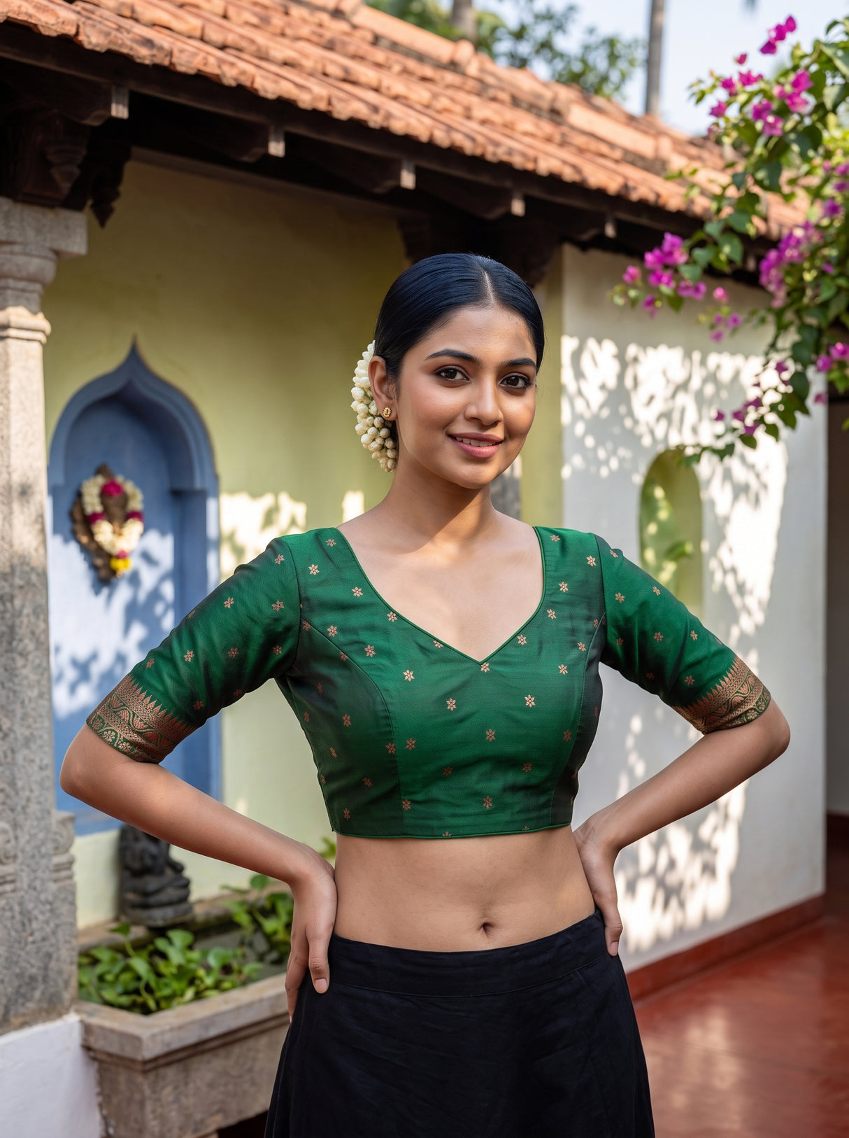 MIMOSA Wine Saree Saree — blouse close-up