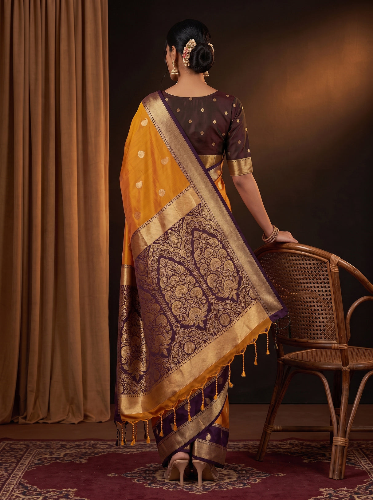 MIMOSA Mustard Saree Saree — pose 2 styling detail