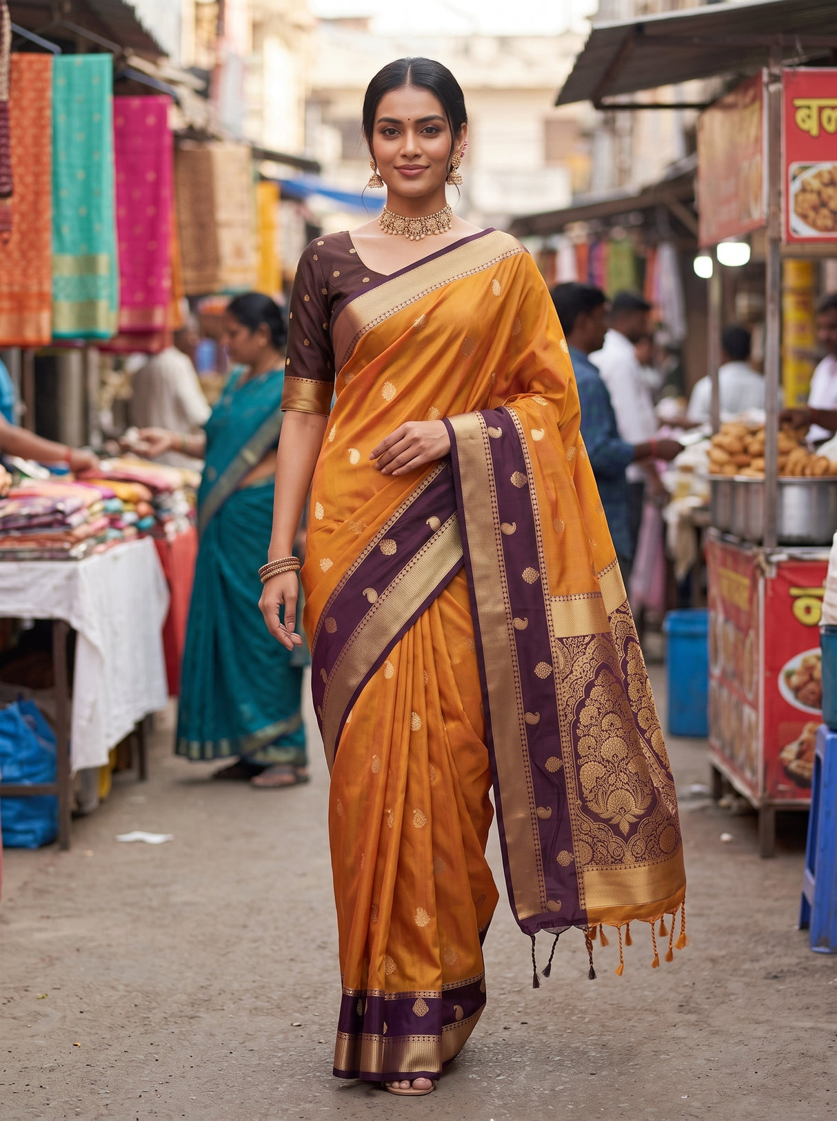 MIMOSA Mustard Saree Saree — pose 6 styling detail