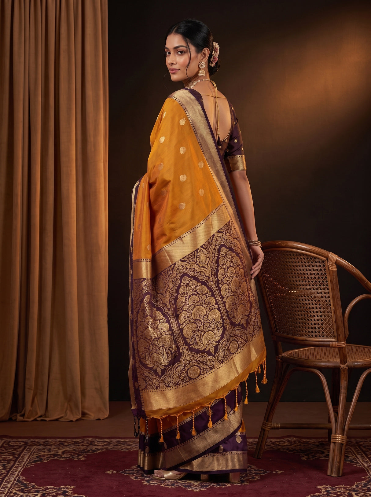 MIMOSA Mustard Saree Saree — pose 9 styling detail