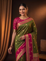 MIMOSA Olive Saree Saree — pose 10 styling detail