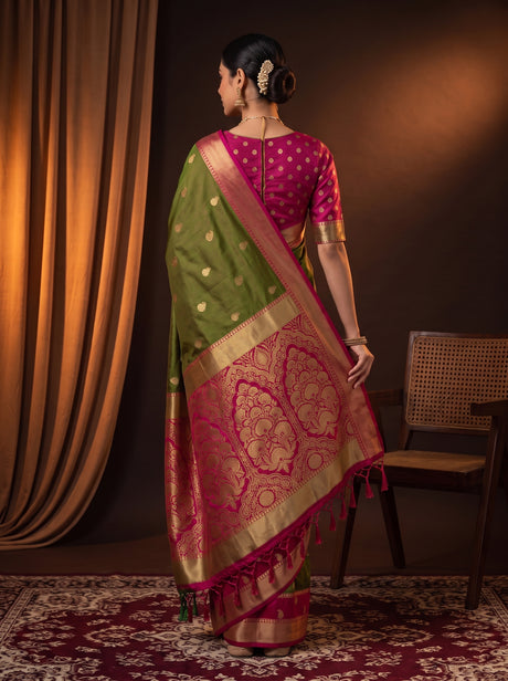MIMOSA Olive Saree Saree — pose 2 styling detail