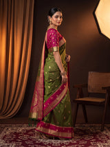 MIMOSA Olive Saree Saree — pose 5 styling detail