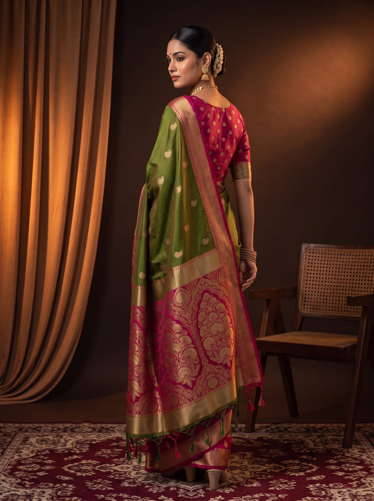 MIMOSA Olive Saree Saree — pose 7 styling detail