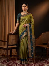 MIMOSA Pista Saree Saree — front view on mannequin