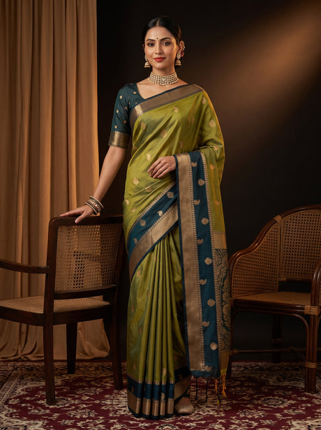 MIMOSA Pista Saree Saree — front view on mannequin