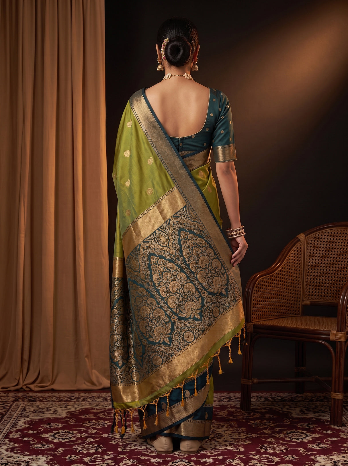 MIMOSA Pista Saree Saree — pose 2 styling detail