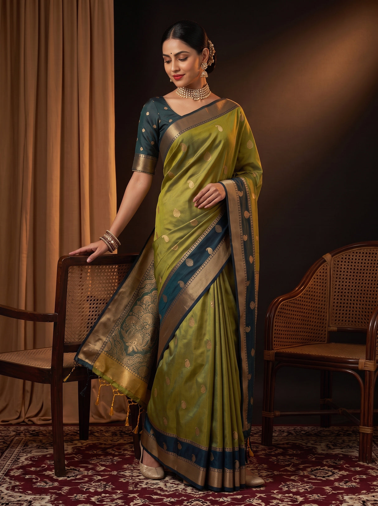 MIMOSA Pista Saree Saree — pose 9 styling detail