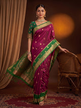 MIMOSA Wine Saree Saree — pose 6 styling detail