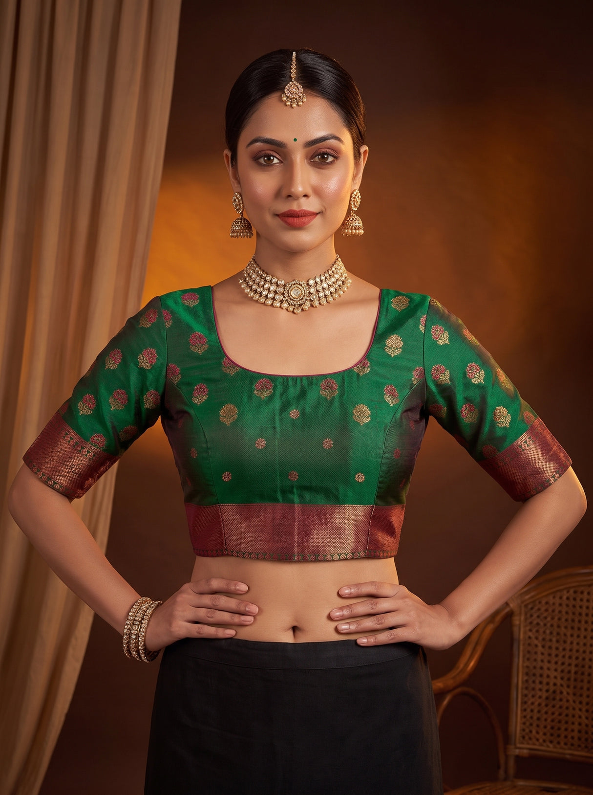 MIMOSA Wine Saree Saree — blouse close-up