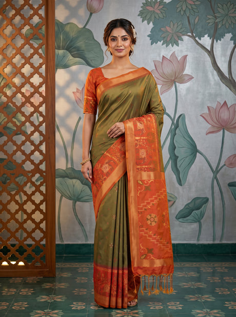 MIMOSA Chiku Saree Saree — front view on mannequin