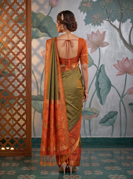 MIMOSA Chiku Saree Saree — pose 2 styling detail