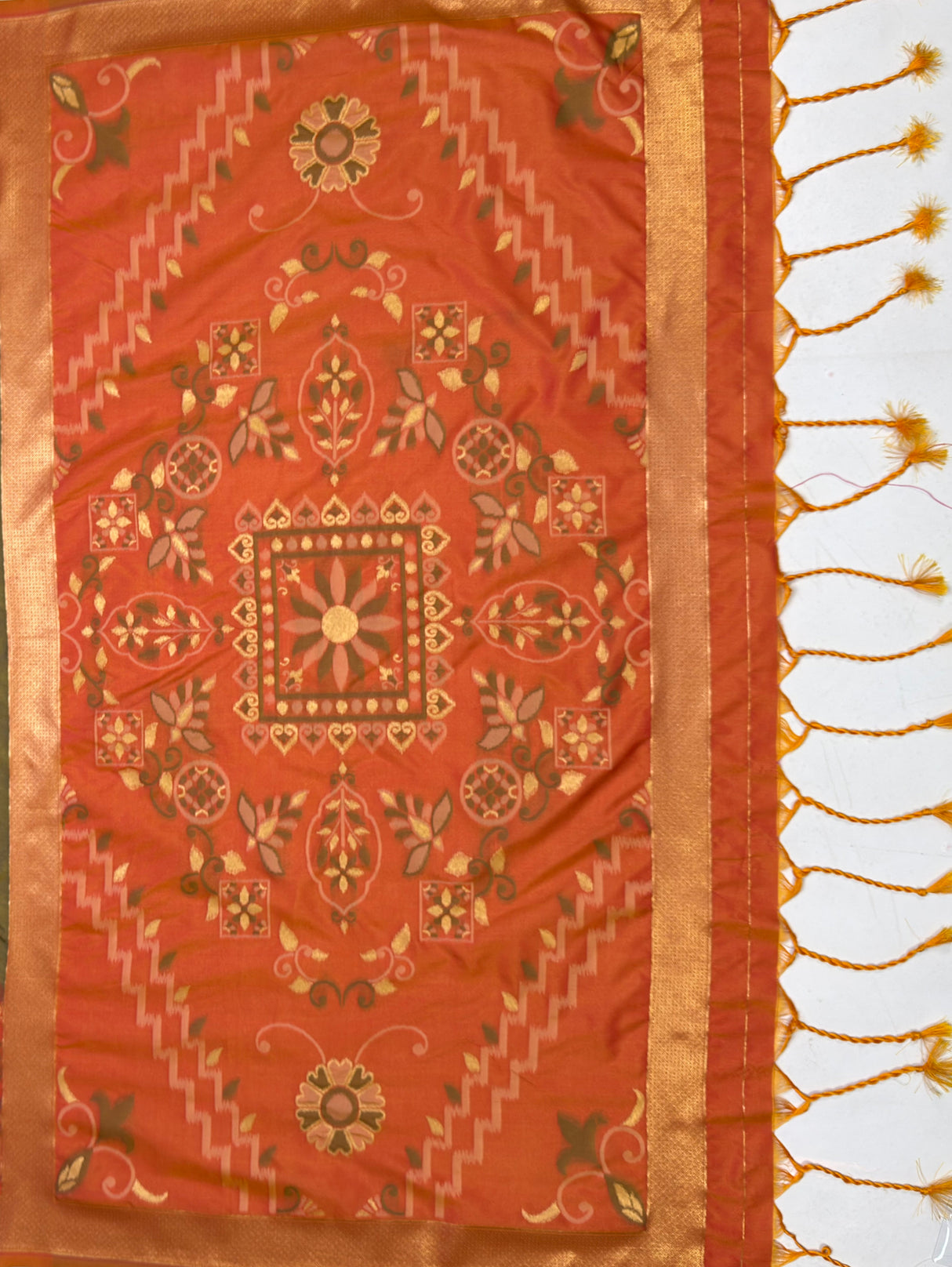 MIMOSA Chiku Saree Saree — pallu and zari work detail