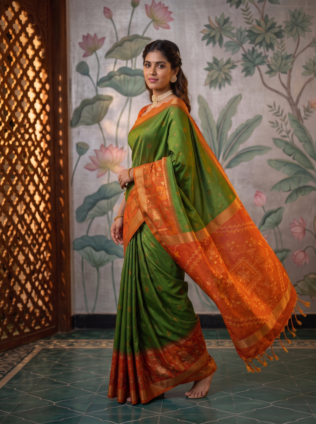 MIMOSA Green Saree Saree — pose 9 styling detail