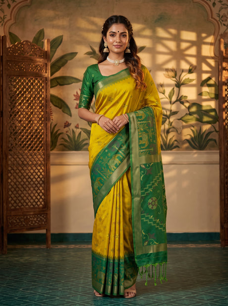 MIMOSA Olive Saree Saree — front view on mannequin