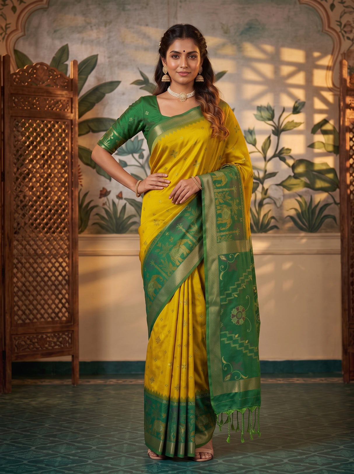 MIMOSA Olive Saree Saree — pose 4 styling detail