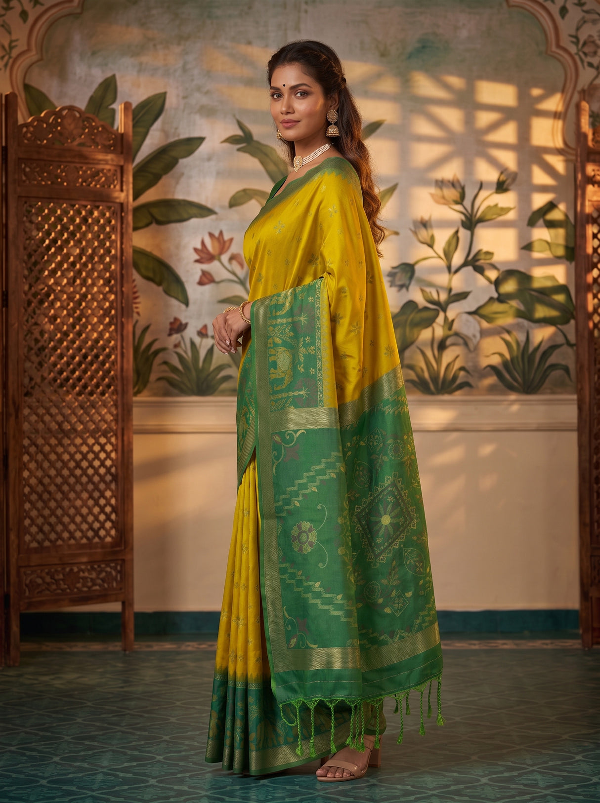 MIMOSA Olive Saree Saree — pose 5 styling detail