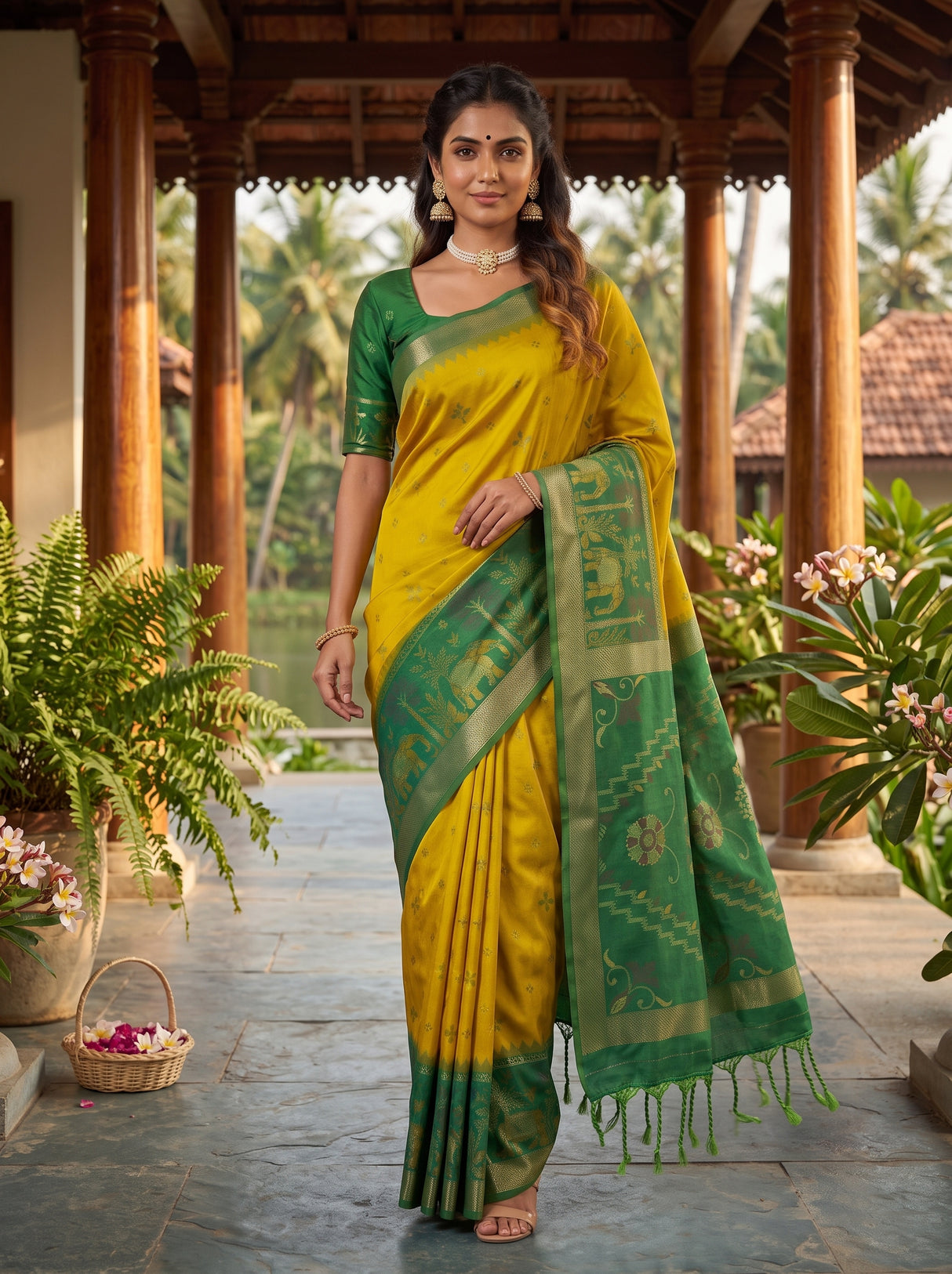 MIMOSA Olive Saree Saree — pose 6 styling detail